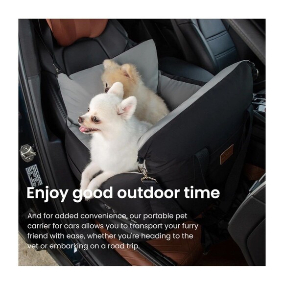Dog Car Seat Waterproof Booster w Storage Pockets Groom Glove Small Black Gray - Picture 9 of 16